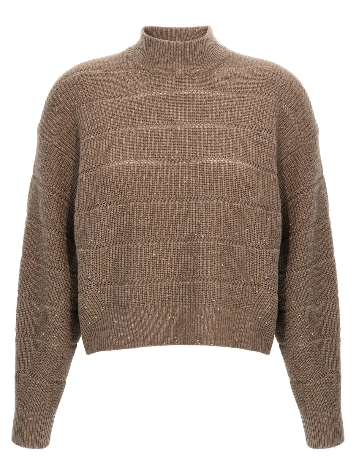 Светр Brunello Cucinelli Rustic Dazzling Net cropped Коричневий 1 'Rustic Dazzling Net' cropped sweater BRUNELLO CUCINELLI Brown