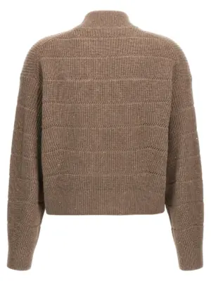 'Rustic Dazzling Net' cropped sweater MBM738204PC507 BRUNELLO CUCINELLI Brown