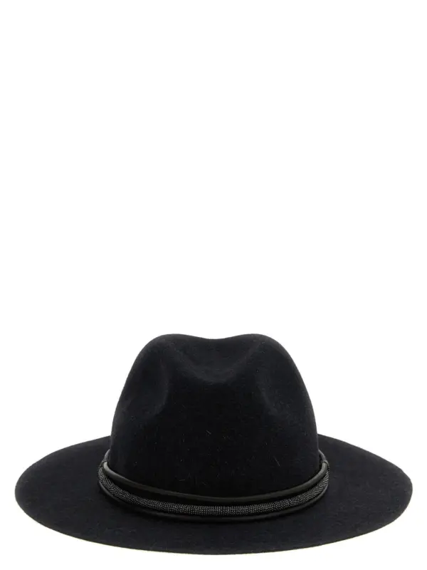 Jewel leather hat BRUNELLO CUCINELLI Gray