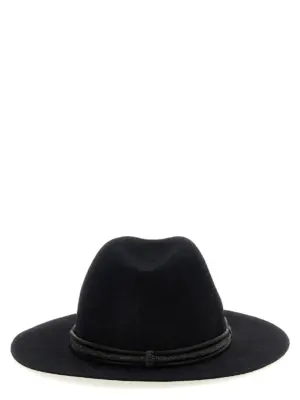 Jewel leather hat Woman BRUNELLO CUCINELLI Gray