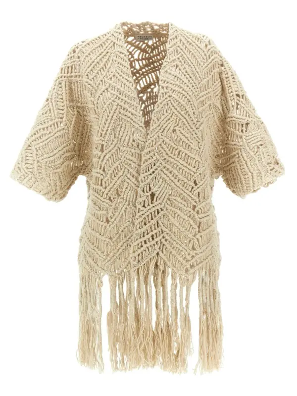 'OPERA Dazzling Macramé' cardigan BRUNELLO CUCINELLI Beige