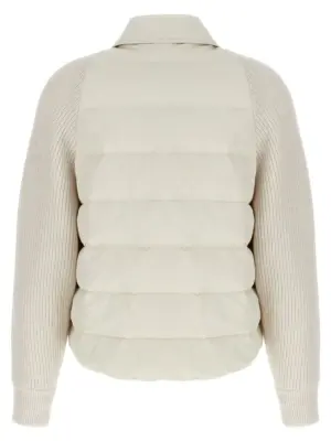 Two-material 'Shiny Flap Detail' down jacket MD5997695PC1709 BRUNELLO CUCINELLI White