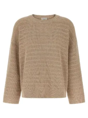Diamond Cotton sweater BRUNELLO CUCINELLI Beige