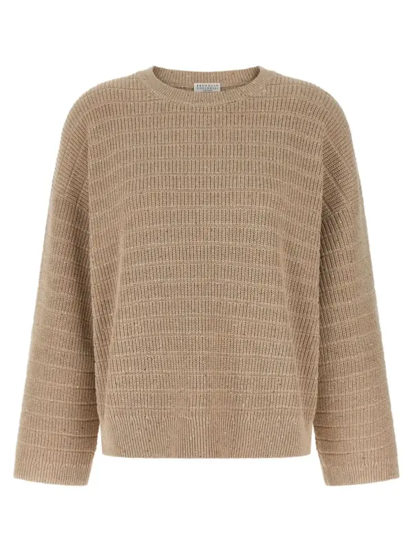 Diamond Cotton sweater BRUNELLO CUCINELLI Beige