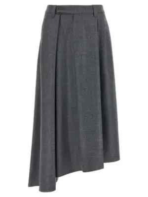 Asymmetrical wool skirt BRUNELLO CUCINELLI Gray