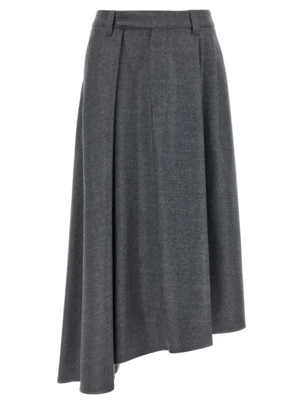 Asymmetrical wool skirt BRUNELLO CUCINELLI Gray