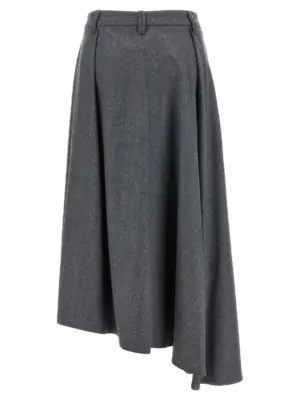 Asymmetrical wool skirt ME226G3914C003 BRUNELLO CUCINELLI Gray