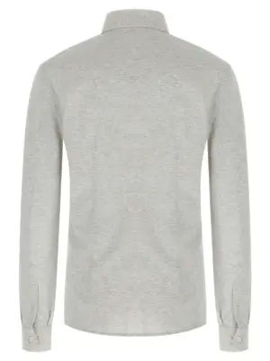 Piqué cotton shirt ME8546666C3657 BRUNELLO CUCINELLI Gray