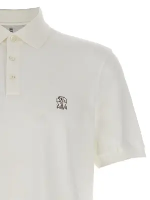 Piqué polo shirt Man BRUNELLO CUCINELLI White