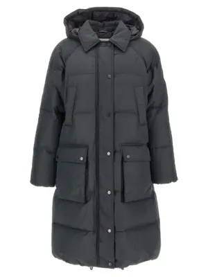 'Shiny Zipper Pull' down jacket BRUNELLO CUCINELLI Gray