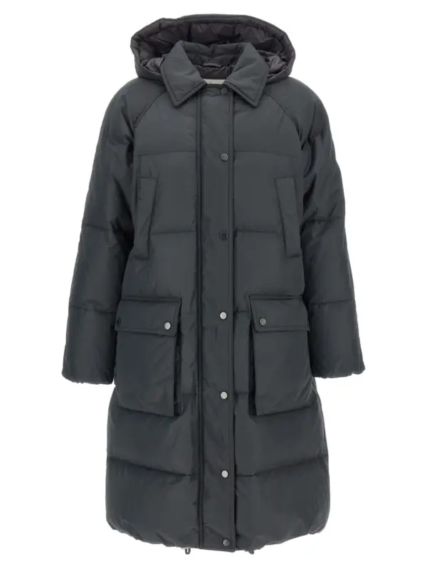 'Shiny Zipper Pull' down jacket BRUNELLO CUCINELLI Gray