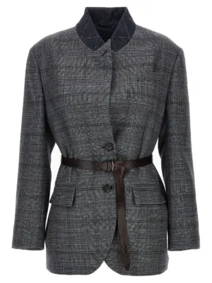 Monile houndstooth blazer BRUNELLO CUCINELLI Gray