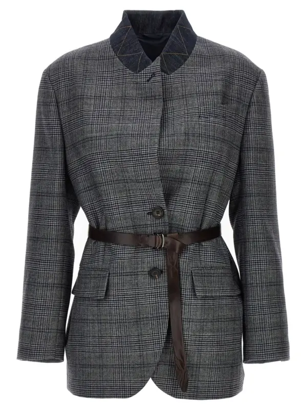 Monile houndstooth blazer BRUNELLO CUCINELLI Gray