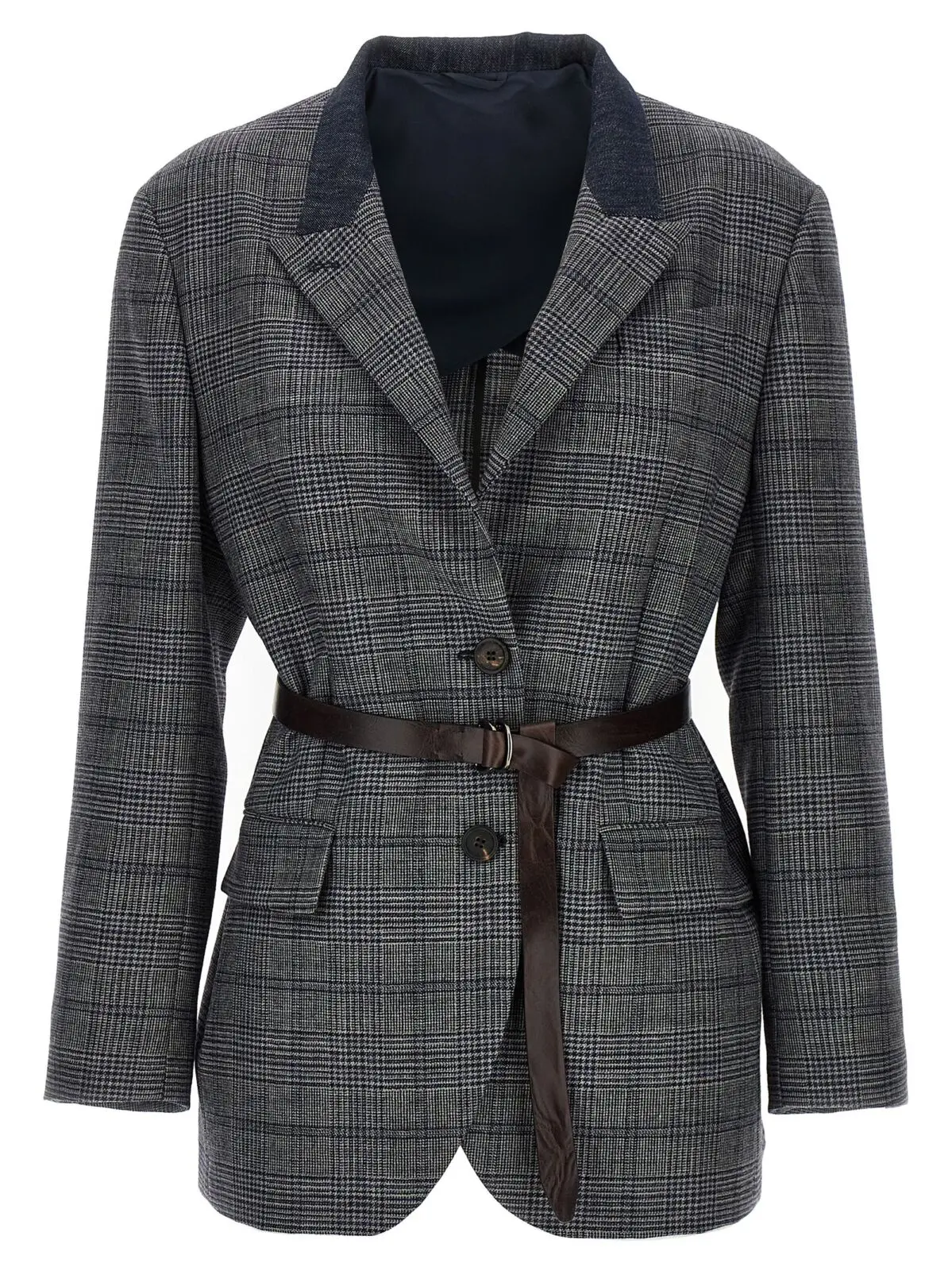 Блейзер у гусину лапку Monile Brunello Cucinelli Сірий 2 Monile houndstooth blazer MG5227391PC4227 BRUNELLO CUCINELLI Gray