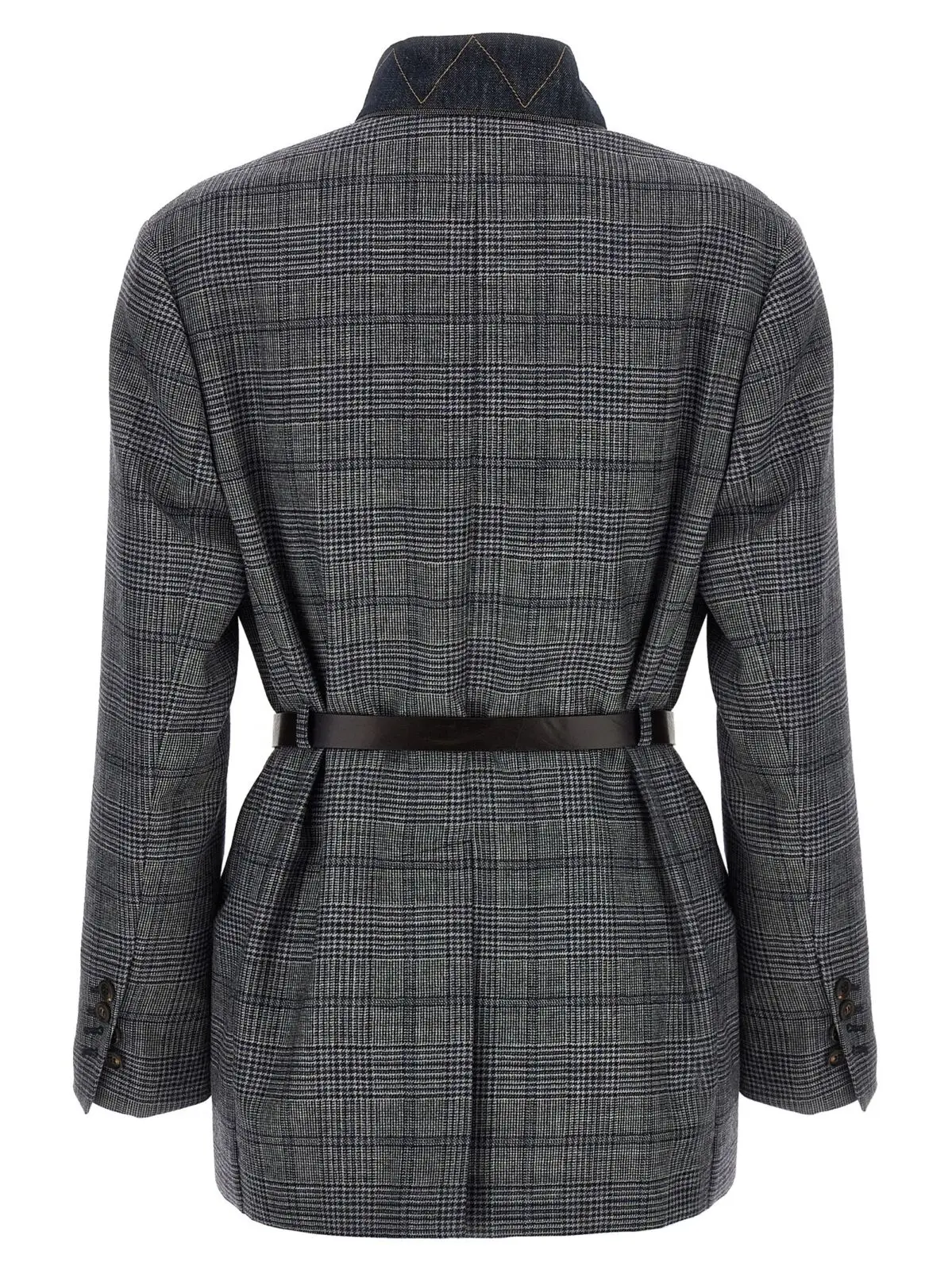 Блейзер у гусину лапку Monile Brunello Cucinelli Сірий 3 Monile houndstooth blazer Woman BRUNELLO CUCINELLI Gray