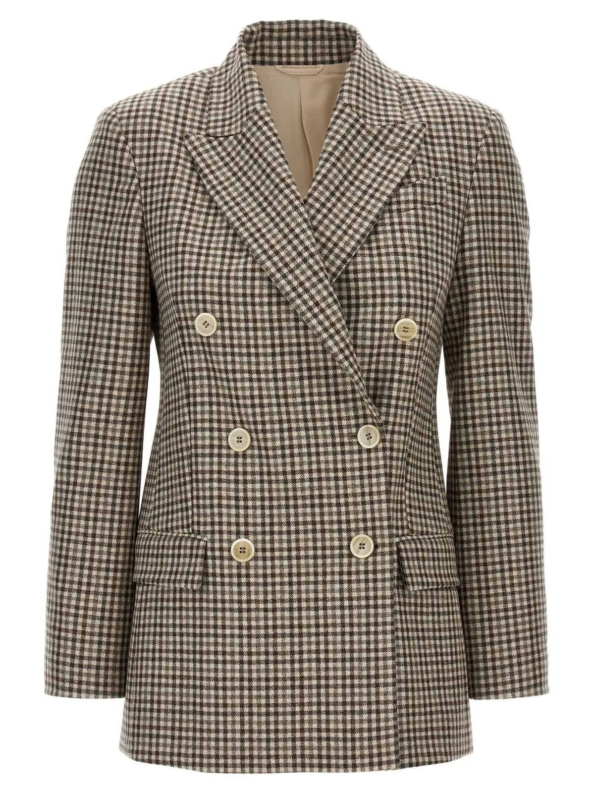 Піджак у клітинку Monile Brunello Cucinelli Бежевий 1 Blazer check Monile BRUNELLO CUCINELLI Beige