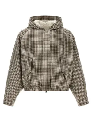 'Shiny Zipper Pull' check jacket BRUNELLO CUCINELLI Beige