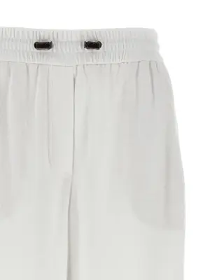 Piqué cotton joggers Woman BRUNELLO CUCINELLI White