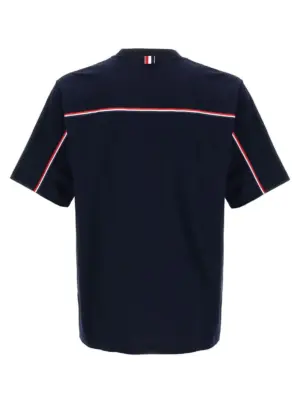 'RWB Knit Trim' T-shirt MJS288A00042415 THOM BROWNE Blue
