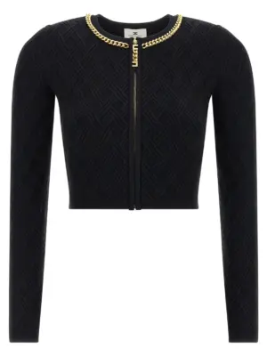 Jewel zip puller cardigan ELISABETTA FRANCHI Black