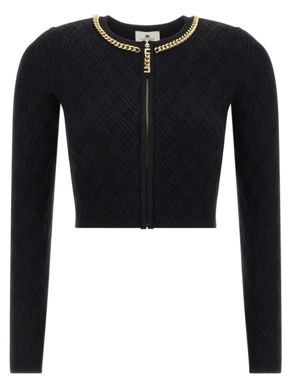 Jewel zip puller cardigan ELISABETTA FRANCHI Black
