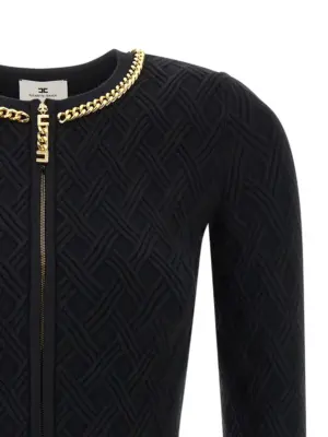 Jewel zip puller cardigan Woman ELISABETTA FRANCHI Black