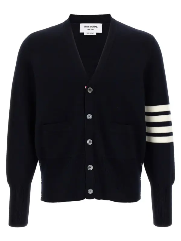 '4-Bar' Wool cardigan THOM BROWNE Blue
