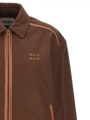 Logo patch blouson Woman MIU MIU Brown