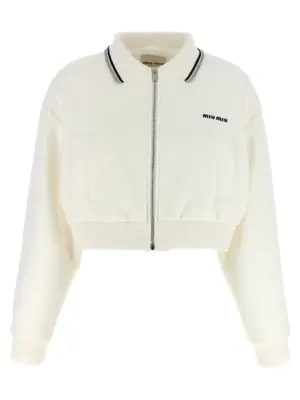 Piquet short bomber jacket MIU MIU White