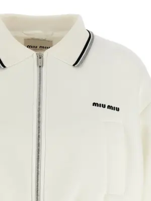 Piquet short bomber jacket Woman MIU MIU White