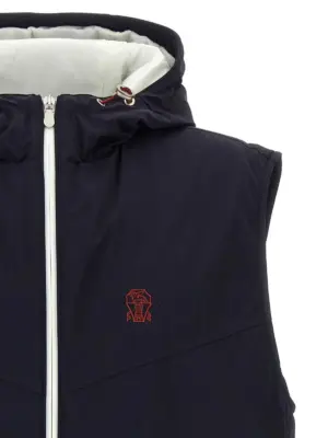 Hooded vest Man BRUNELLO CUCINELLI Blue