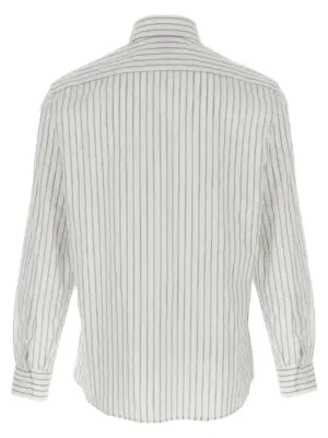 Striped canvas shirt MM6360627C016 BRUNELLO CUCINELLI White