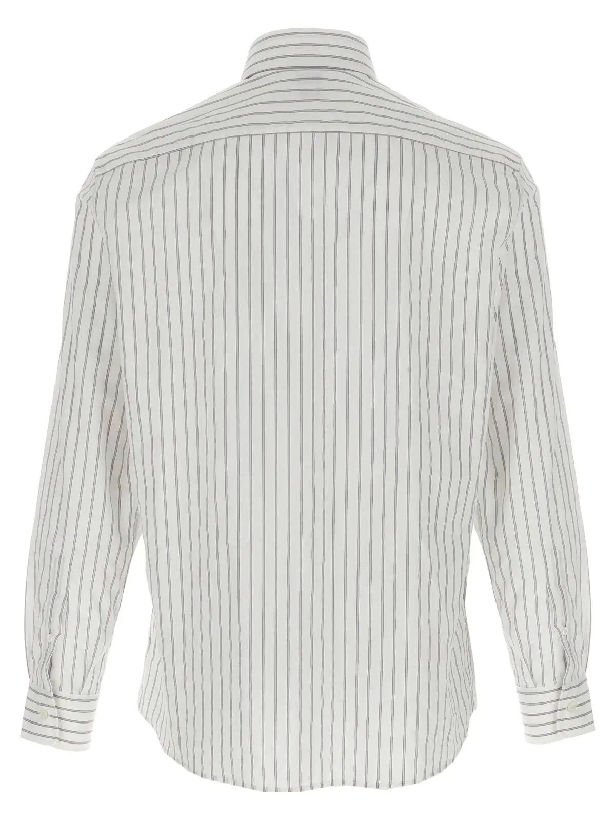 Сорочка Brunello Cucinelli з канви в смужку Біла 2 Striped canvas shirt MM6360627C016 BRUNELLO CUCINELLI White