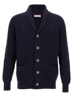 Shawl neck cardigan BRUNELLO CUCINELLI Blue
