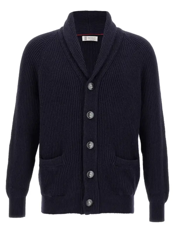 Shawl neck cardigan BRUNELLO CUCINELLI Blue