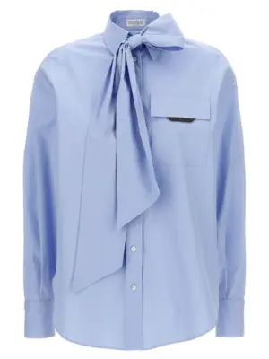 'Shiny Flap Detail' shirt BRUNELLO CUCINELLI Light Blue