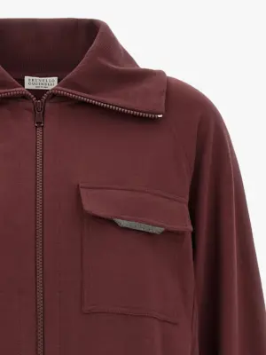 'Shiny Flap Detail' sweatshirt Woman BRUNELLO CUCINELLI Bordeaux