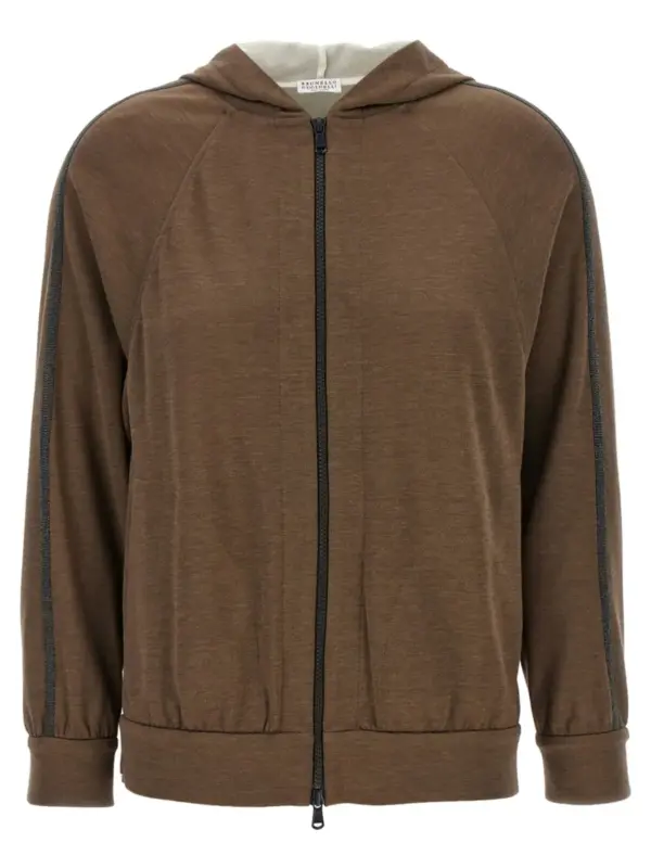 'Shiny Trims' hoodie BRUNELLO CUCINELLI Brown