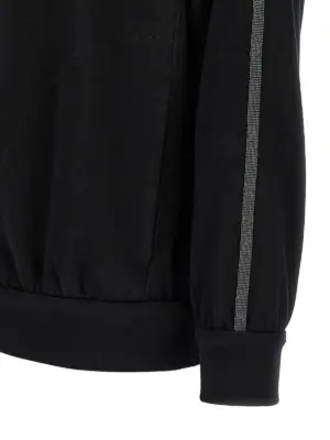 'Shiny Trims' hoodie 67% cotton 31% silk 2% polyamide BRUNELLO CUCINELLI Black