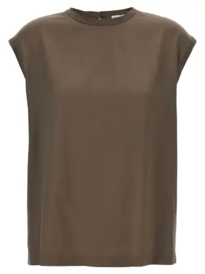 Monile satin T-shirt BRUNELLO CUCINELLI Brown
