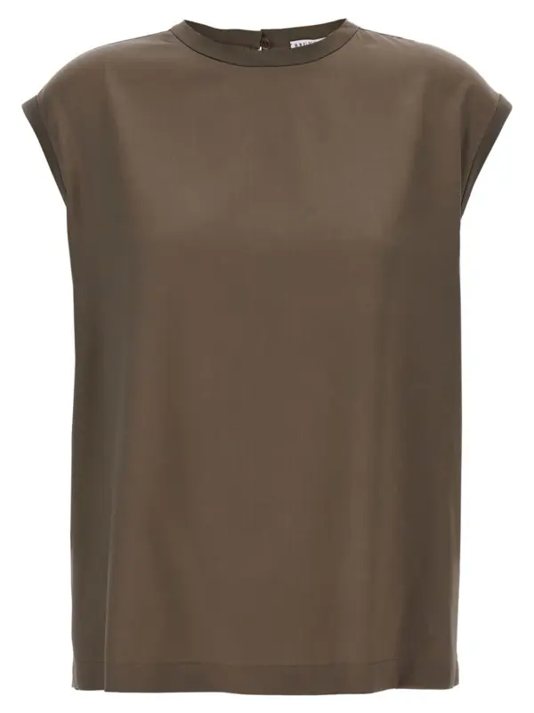 Monile satin T-shirt BRUNELLO CUCINELLI Brown