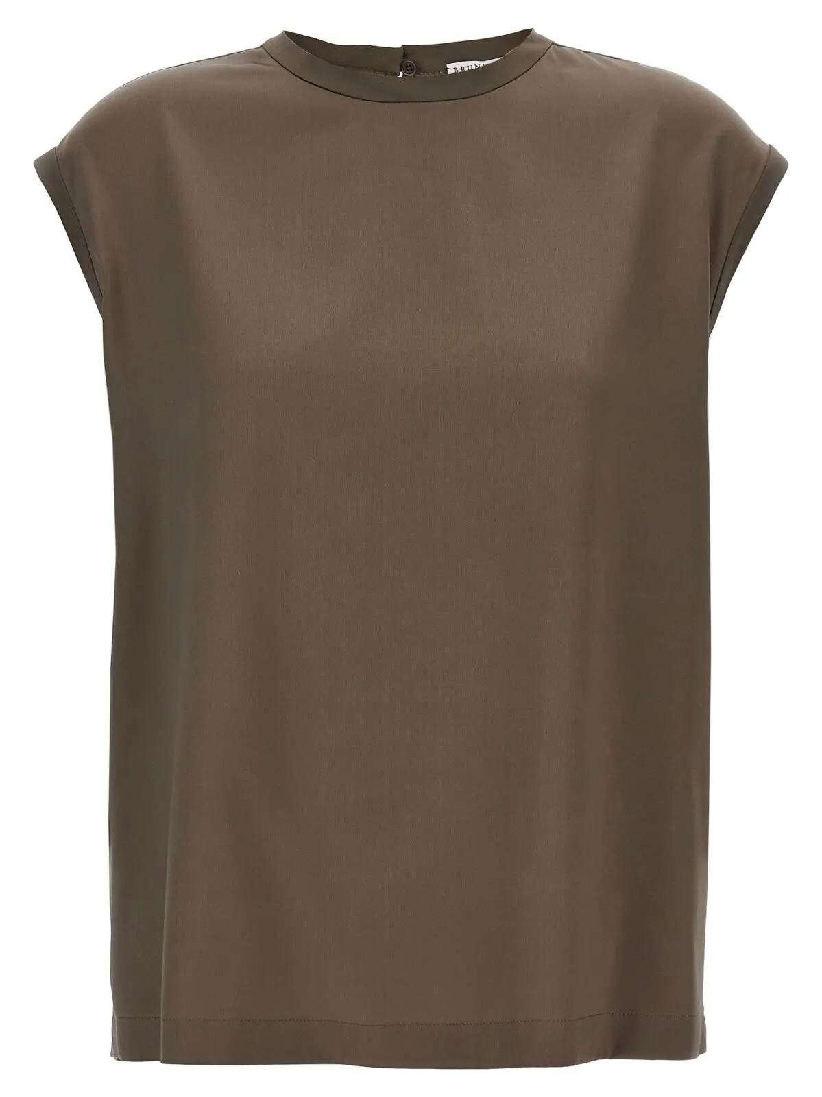 Футболка атласна Monile Brunello Cucinelli Коричнева 1 Monile satin T-shirt BRUNELLO CUCINELLI Brown