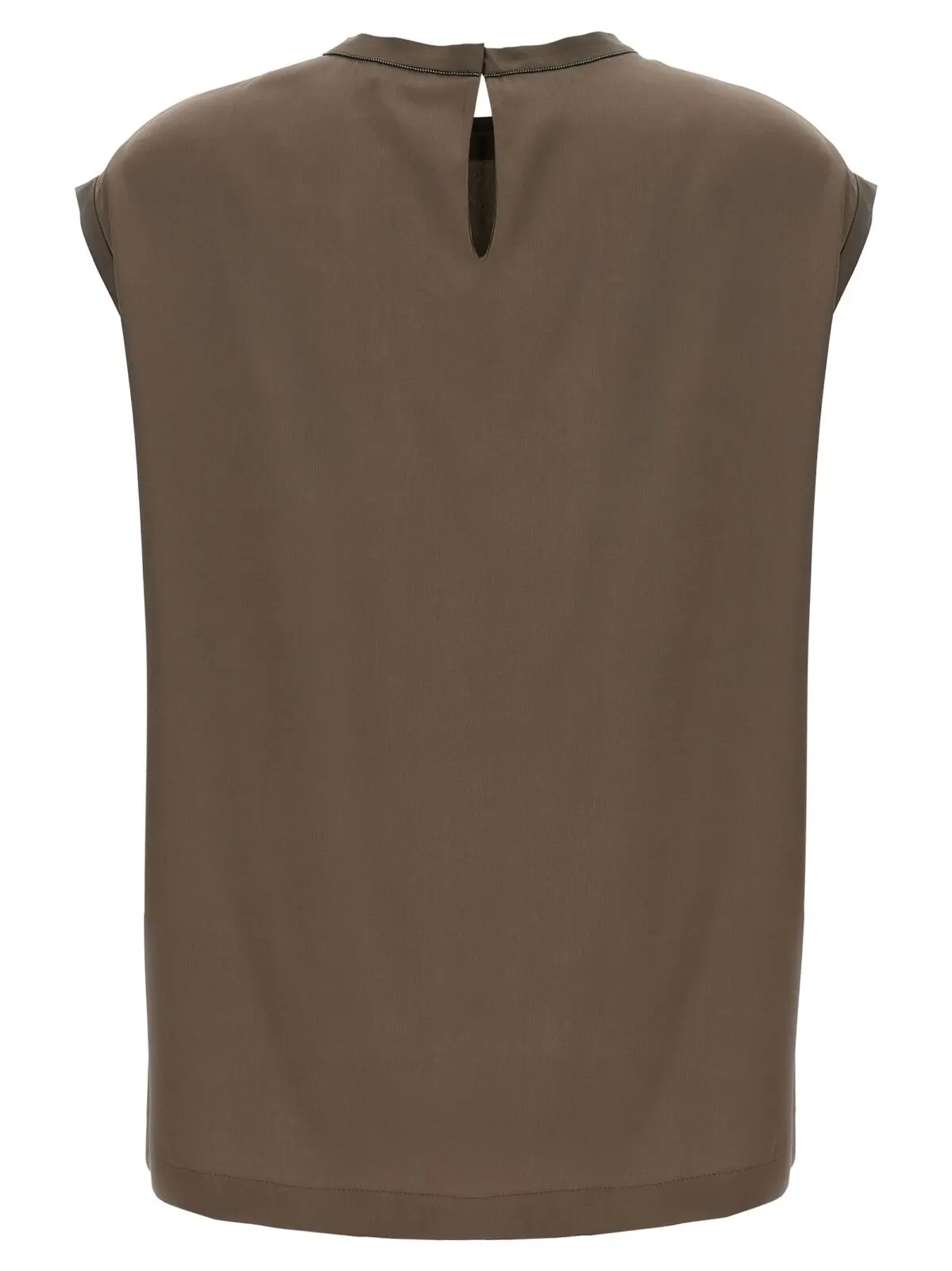 Футболка атласна Monile Brunello Cucinelli Коричнева 2 Monile satin T-shirt MPC59EH500C3981 BRUNELLO CUCINELLI Brown