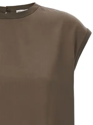Monile satin T-shirt Woman BRUNELLO CUCINELLI Brown