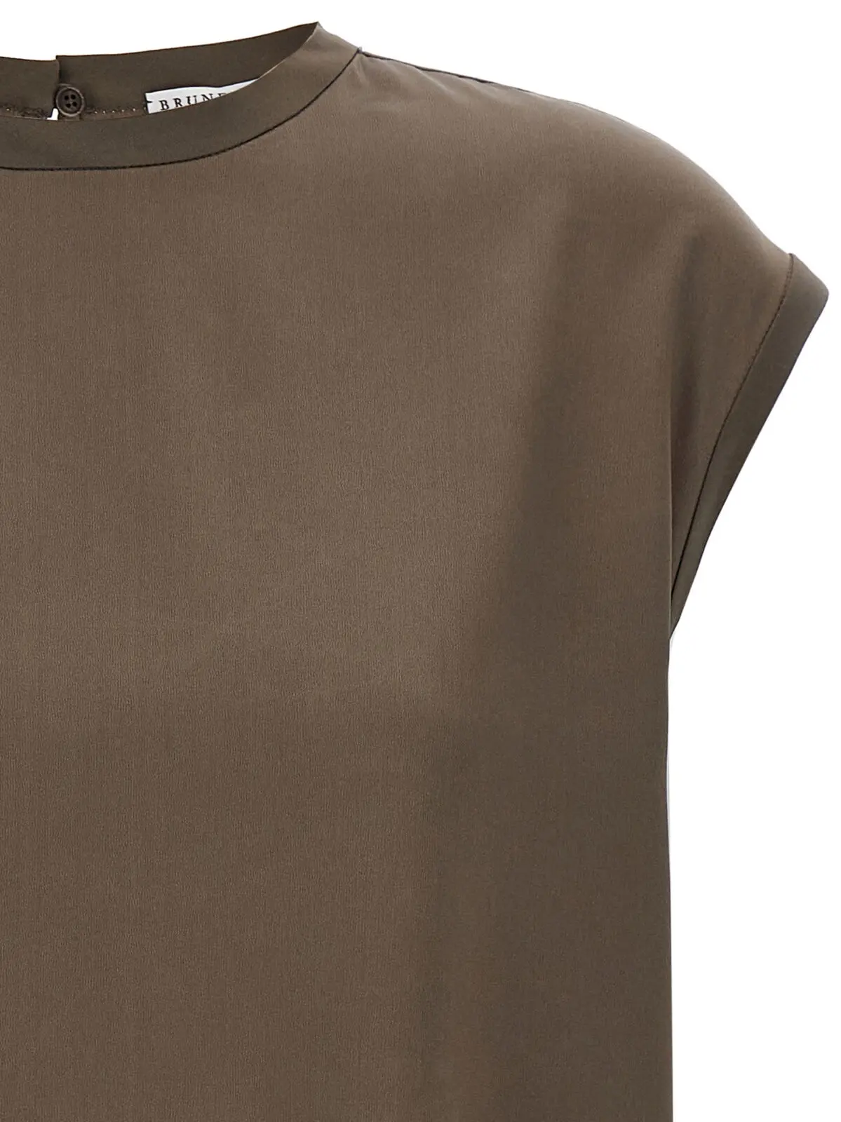 Футболка атласна Monile Brunello Cucinelli Коричнева 3 Monile satin T-shirt Woman BRUNELLO CUCINELLI Brown
