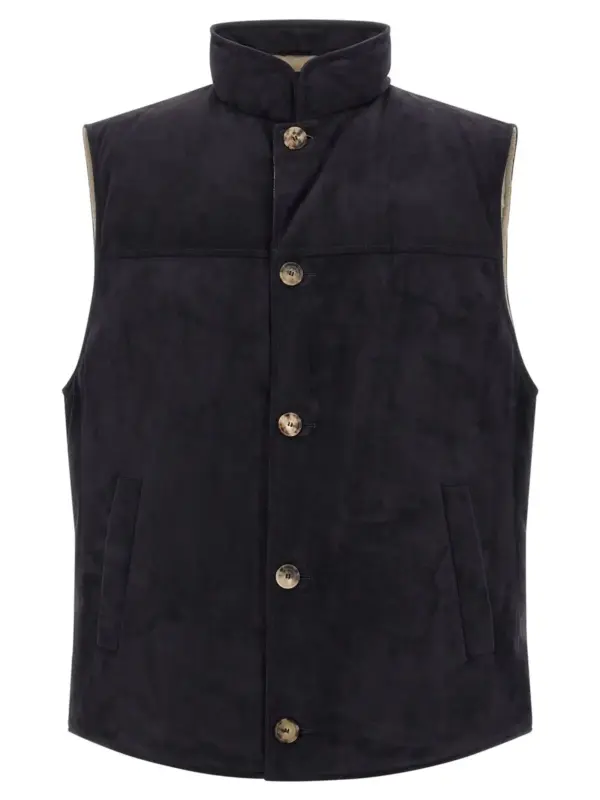 Suede vest BRUNELLO CUCINELLI Blue