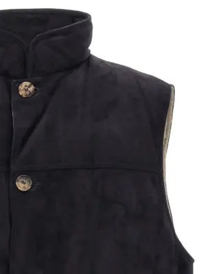 Suede vest Man BRUNELLO CUCINELLI Blue