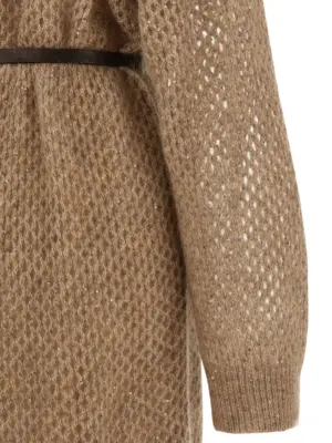 'Dazzling Net' dress 42% mohair wool 30% polyamide 12% cotton 11% wool 5% polyester BRUNELLO CUCINELLI Beige