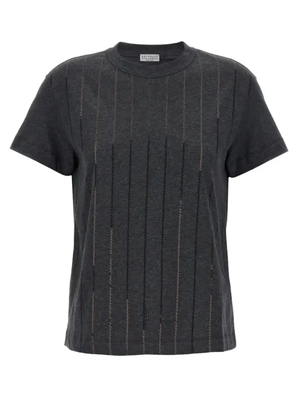 Micro sequin t-shirt BRUNELLO CUCINELLI Gray