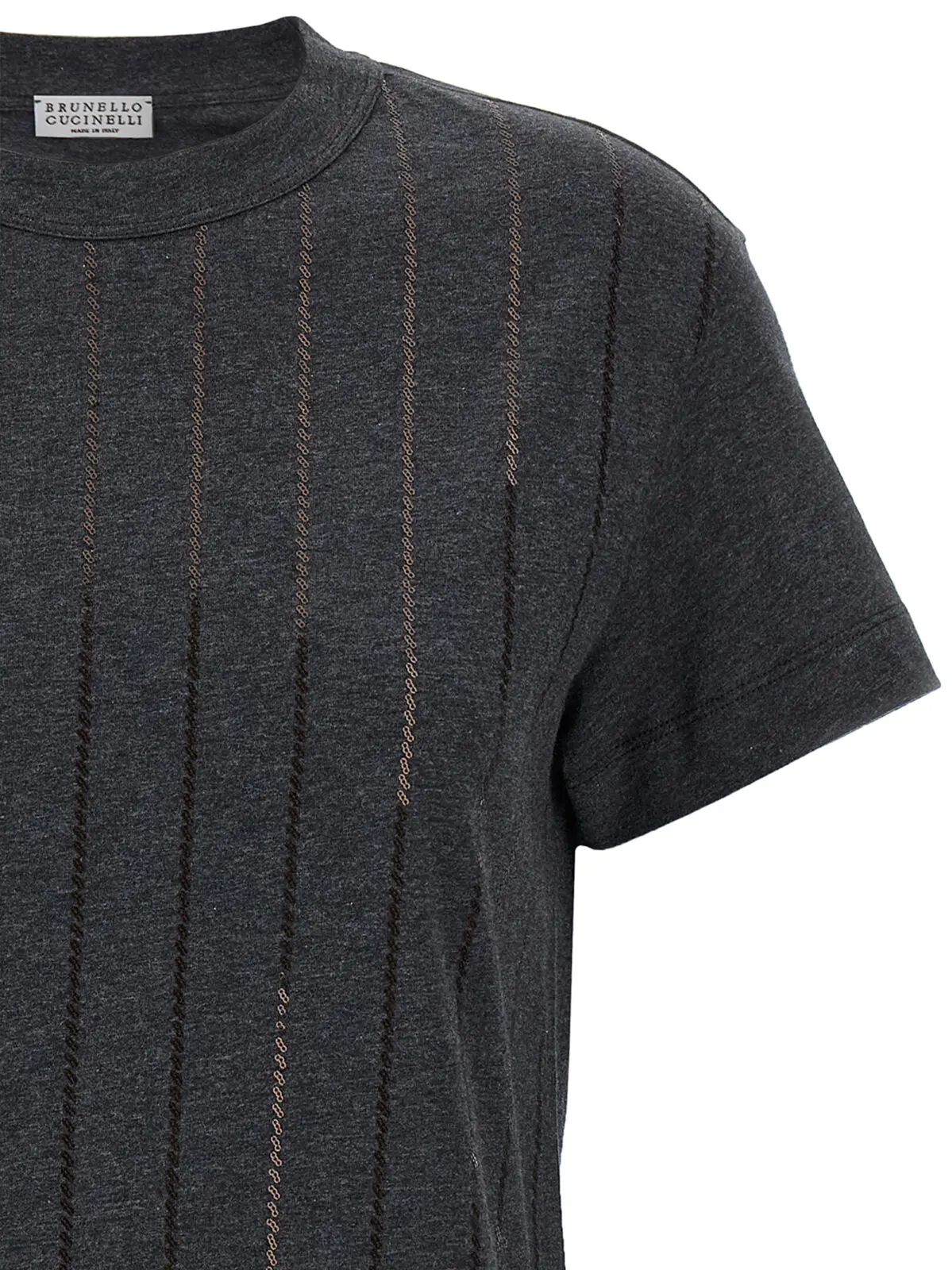 Футболка з мікропаєтками Brunello Cucinelli Сіра 3 Micro sequin t-shirt Woman BRUNELLO CUCINELLI Gray